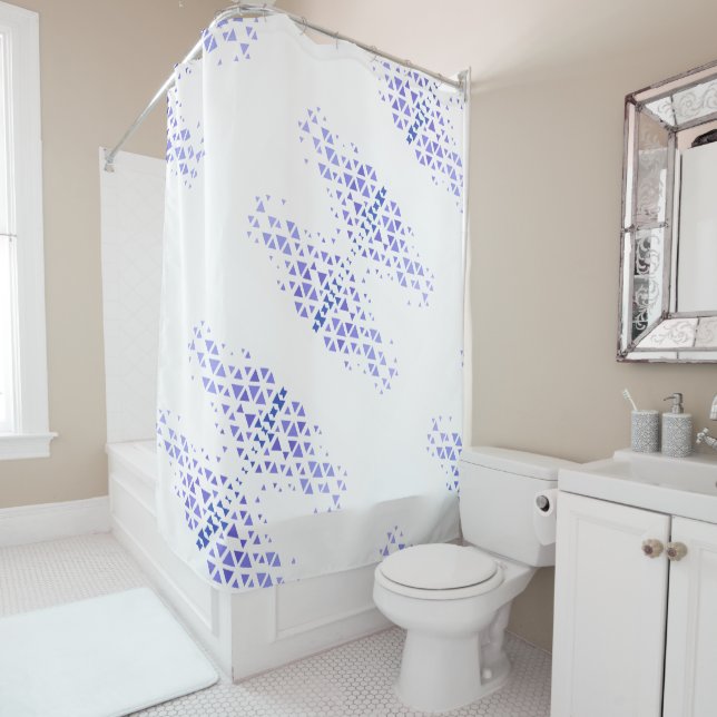 Unique Colourful Triangle Pattern & Quotes Shower Curtain (In Situ)
