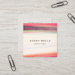 Unique Colourful Watercolor Abstract Art Square Business Card