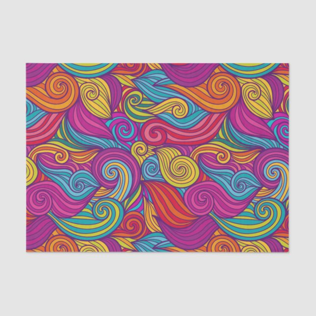 Unique Colourful Wavy Stripe Swirls Pattern Tissue Paper (Front)