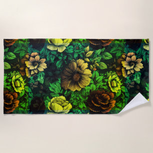 Unique Colours Vintage Floral Print Beach Towel