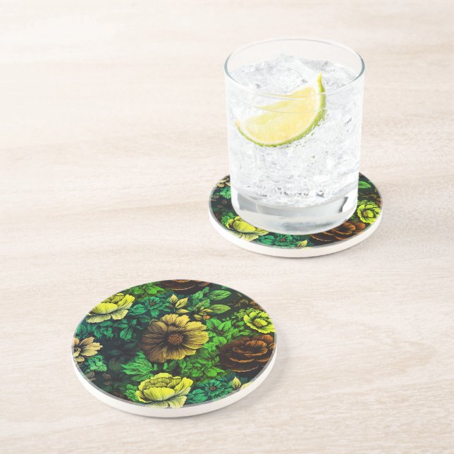 Unique Colours Vintage Floral Print Coaster (Side)