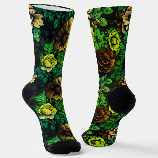 Unique Colours Vintage Floral Print Socks (Angled)
