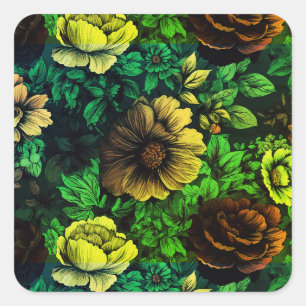 Unique Colours Vintage Floral Print Square Sticker