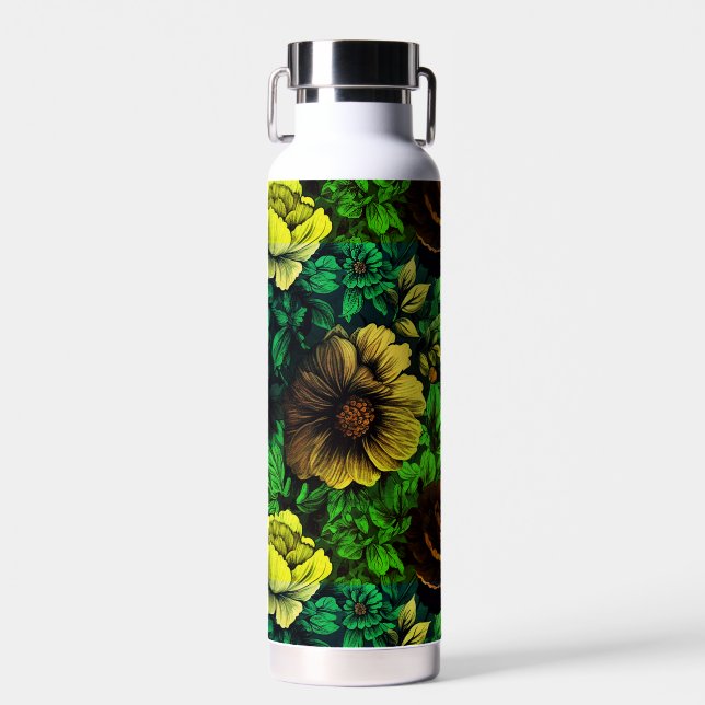 Unique Colours Vintage Floral Print Water Bottle (Front)