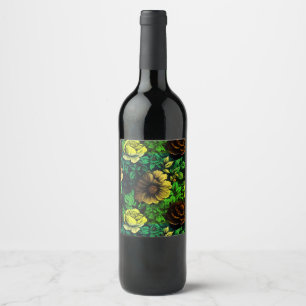 Unique Colours Vintage Floral Print Wine Label