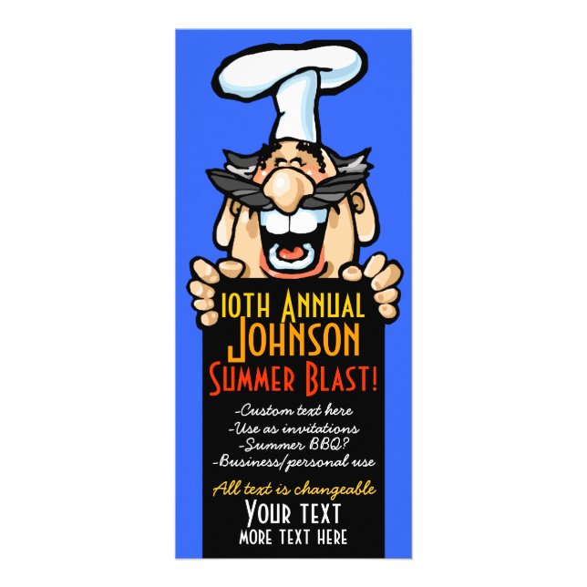 Unique Company picnic reunion BBQ party promotion Rack Card (Front)