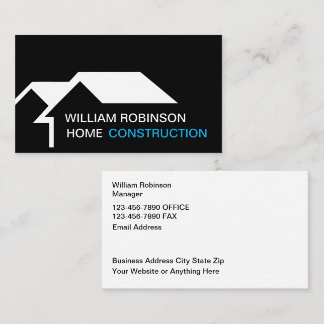 Unique Construction Business Cards Template (Front/Back)