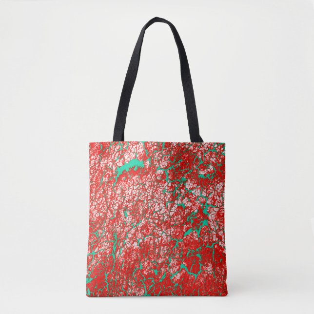 Unique Cool Pink Red Green Abstract Pattern Tote Bag (Front)