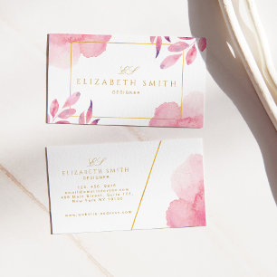 Unique Coral Peach Watercolor Modern Business Card