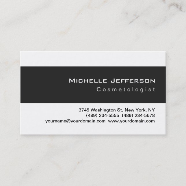 Unique Cosmetologist Black White Business Card (Front)