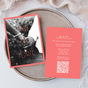 Unique Couple Hands Photo Hot Pink Save The Date  Invitation