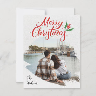 Unique Couple Photo Merry Christmas Holiday Card