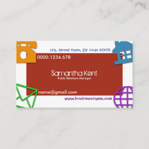 Unique Crafty Large Artistic Icon PR Business Card