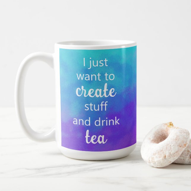 Unique Create Stuff and Drink Tea Mug (With Donut)