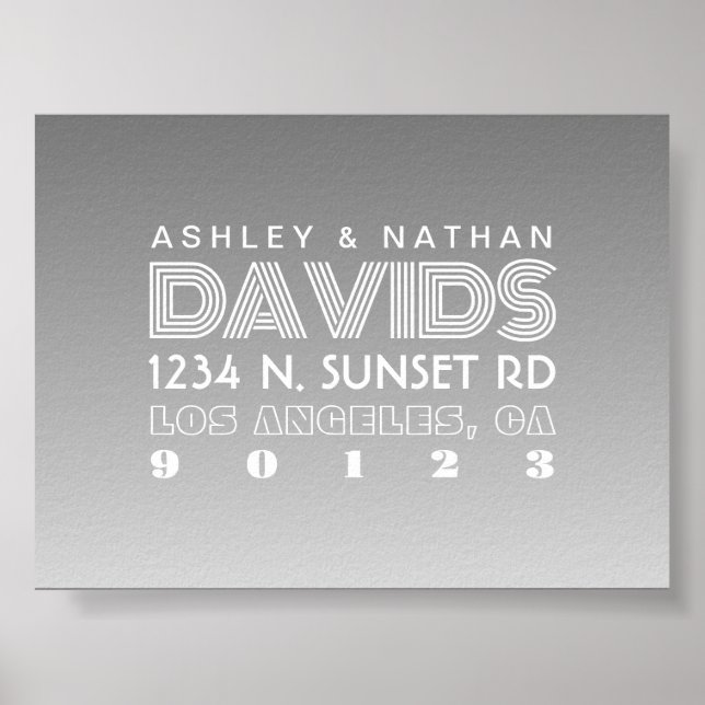 Unique Creative Grey Ombre Address Poster (Front)