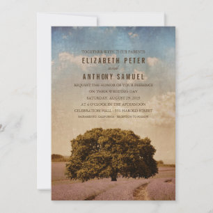 Unique Creative Rustic Tree Lavender Wedding Invitation