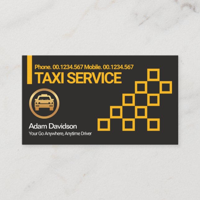 Unique Creative Yellow Taxi Box Airport Driver Business Card (Front)
