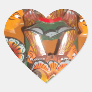 Unique Cultural Art - Sri Lankan/Indonesian Design Heart Sticker
