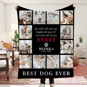 Unique Custom 12 Photo Collage Pet Loss Dog/Cat Fleece Blanket