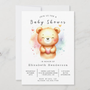 Unique Custom Bear Baby Shower Invitation