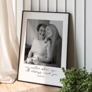 Unique Custom Black and White Photo Gift For Mom Poster