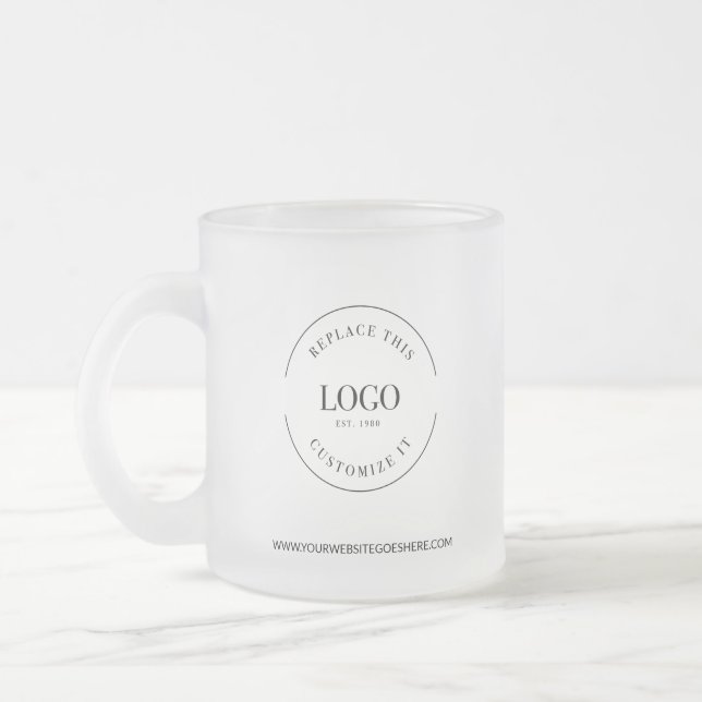 Unique Custom Business promotional logo website Frosted Glass Coffee Mug (Left)