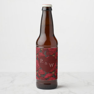 Unique Custom Carnation Inspired Lakeside Wedding Beer Bottle Label
