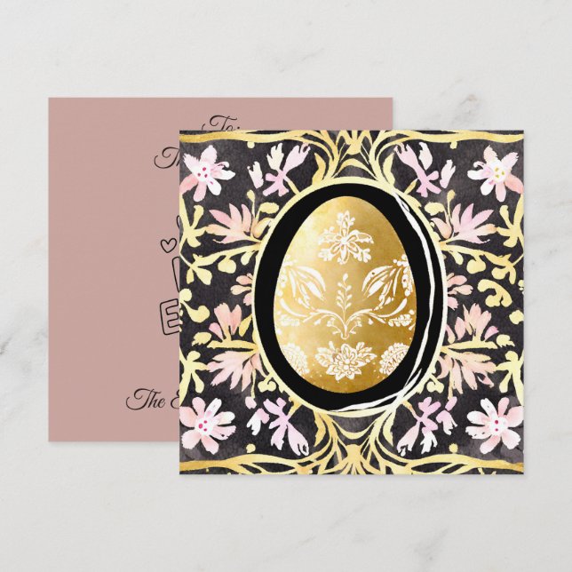 Unique Custom Easter Egg Floral Frame Celebration Holiday Card (Front/Back)