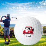 Unique Custom Golf Cart Monogram Name    Golf Balls<br><div class="desc">A distinctive custom red and black golf cart -- tastefully done -- ready to run the course -- golf ball --This is a great gift for all golf lovers -- fun / attractive / unique. Personalize it with his initial and first name. If you have any design questions or a...</div>