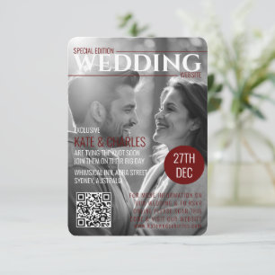 Unique Custom Magazine QR code RSVP Website Card