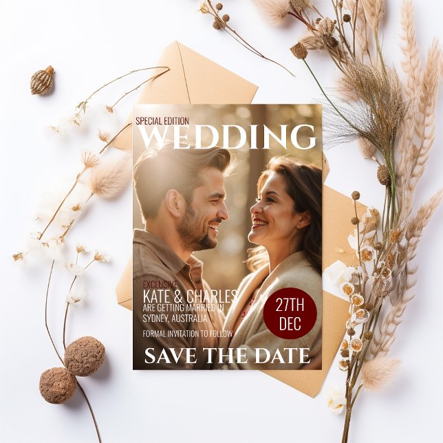 Unique Custom Magazine Style Save the date Invitation (Creator Uploaded)