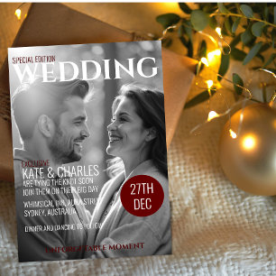 Unique Custom Magazine Style Wedding invitation 
