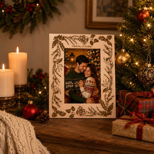 Unique Custom Name Couple Christmas Photo Keepsake Etched Frames