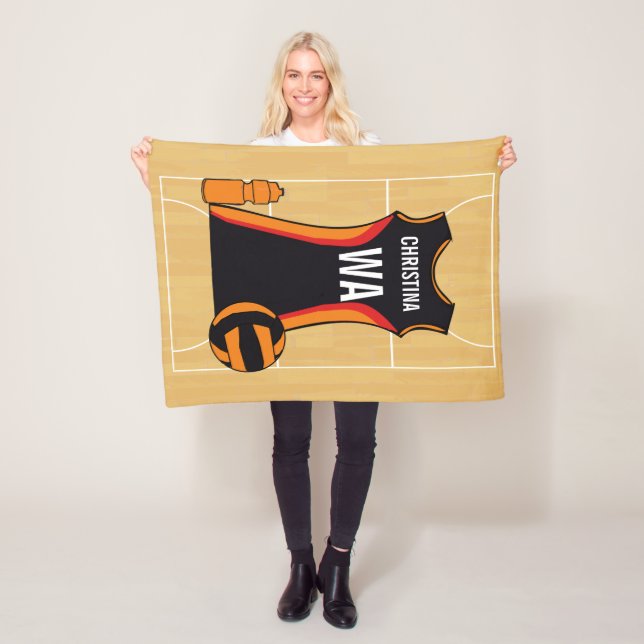 Unique Custom Netball uniform Design Fleece Blanket (In Situ)