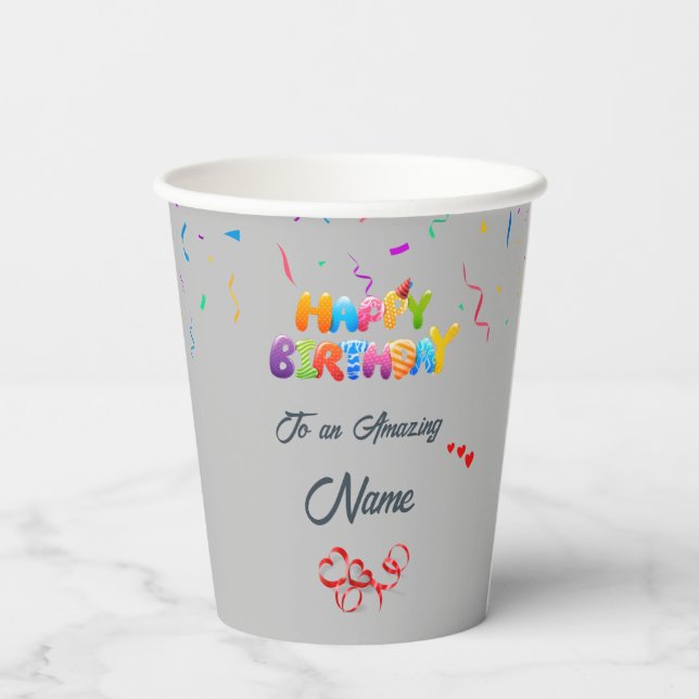 Unique Custom Paper Cups for Birthday Parties (Back)