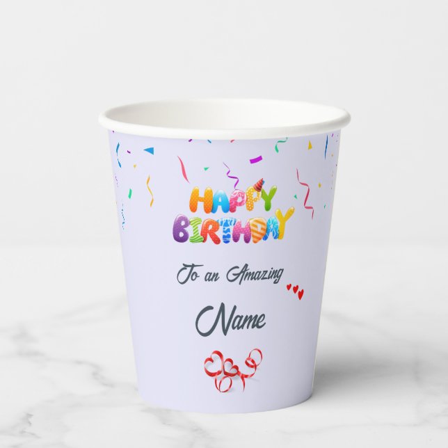 Unique Custom Paper Cups for Birthday Parties (Back)