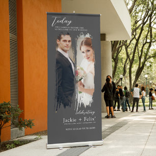 Unique Custom Text and Images Wedding Welcome Retractable Banner