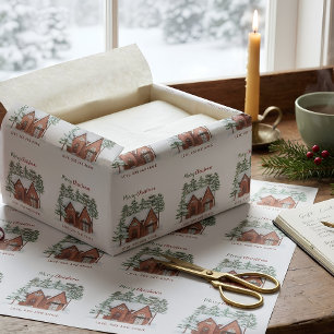 Unique Custom Watercolor Nordic Christmas Tree Wrapping Paper