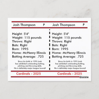 Unique Customisable Baseball Card