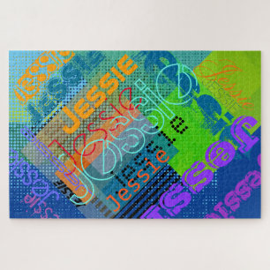 Unique Customisable Name Fun Colourful & Creativ Jigsaw Puzzle