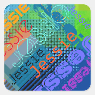 Unique Customisable Name Fun Colourful & Creativ Square Sticker