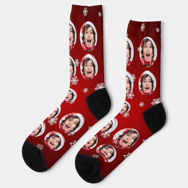 Unique Customised Photo Socks with christmas theme (Left)