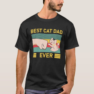 Unique Cute Best Cat Dad Ever Vintage Retro Sunse T-Shirt