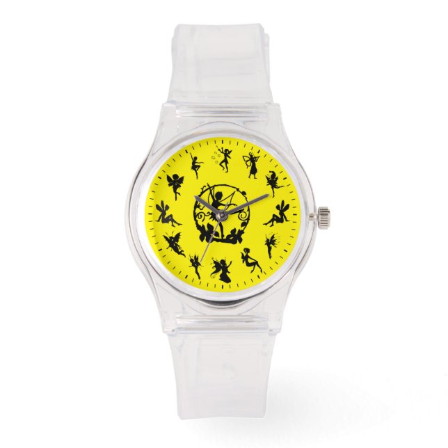 Unique Cute Black Fairy Silhouettes Themed Watch (Front)