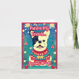 Unique Cute French Bulldog Ugly Christmas Sweater  Holiday Card