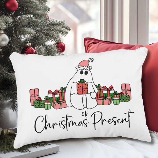 Unique Cute Funny Christmas Decorative Cushion (Cute Simple Modern Funny Ghost Of Christmas Accent Pillow)