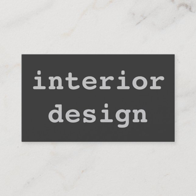 Unique Cute Plain Grey Interior Designer Business Card (Front)