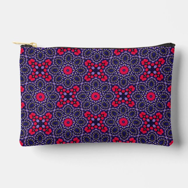Unique Cute Purple & Pink Abstract Dot Art Pattern Accessory Pouch (Front)