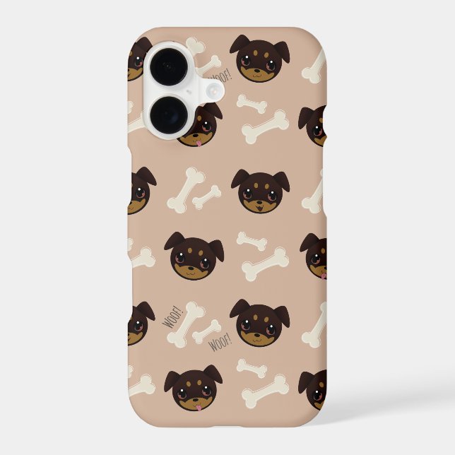 Unique Cute Rottweiler Puppy & Bones Pattern (Back)
