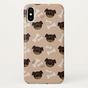 Unique Cute Rottweiler Puppy & Bones Pattern iPhone X Case